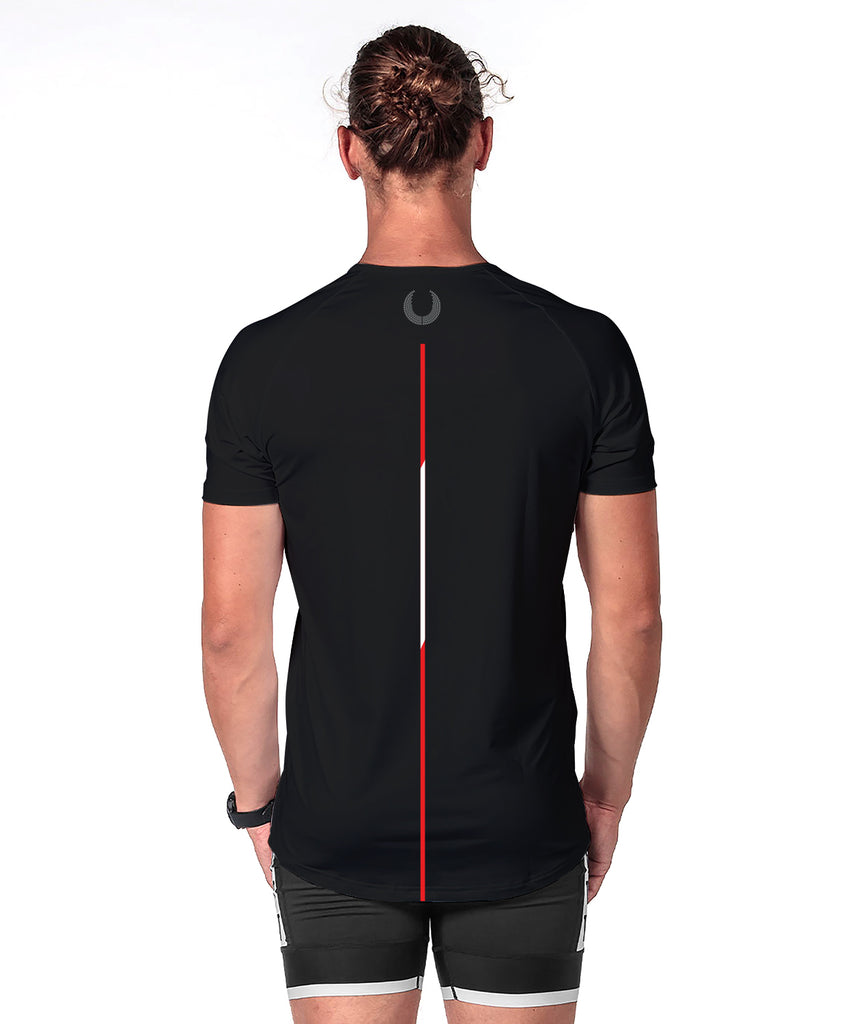 Men's Essendon Rowing Club Performance T-Shirt SS - Black/Red