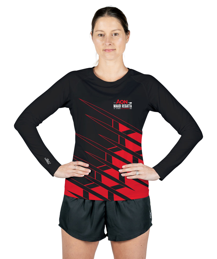 Women's Rowing New Zealand AON Maadi 2024 LS Active T-Shirt - Black