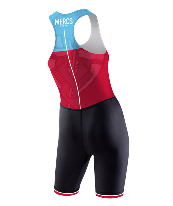 Women's Mercantile Rowing Club Training Streamline Leg Band Unisuit - Red/Black/Blue