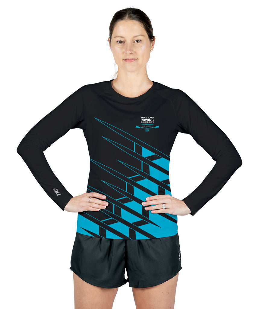 Women's Rowing New Zealand NZ Championships LS Active T-Shirt - Black