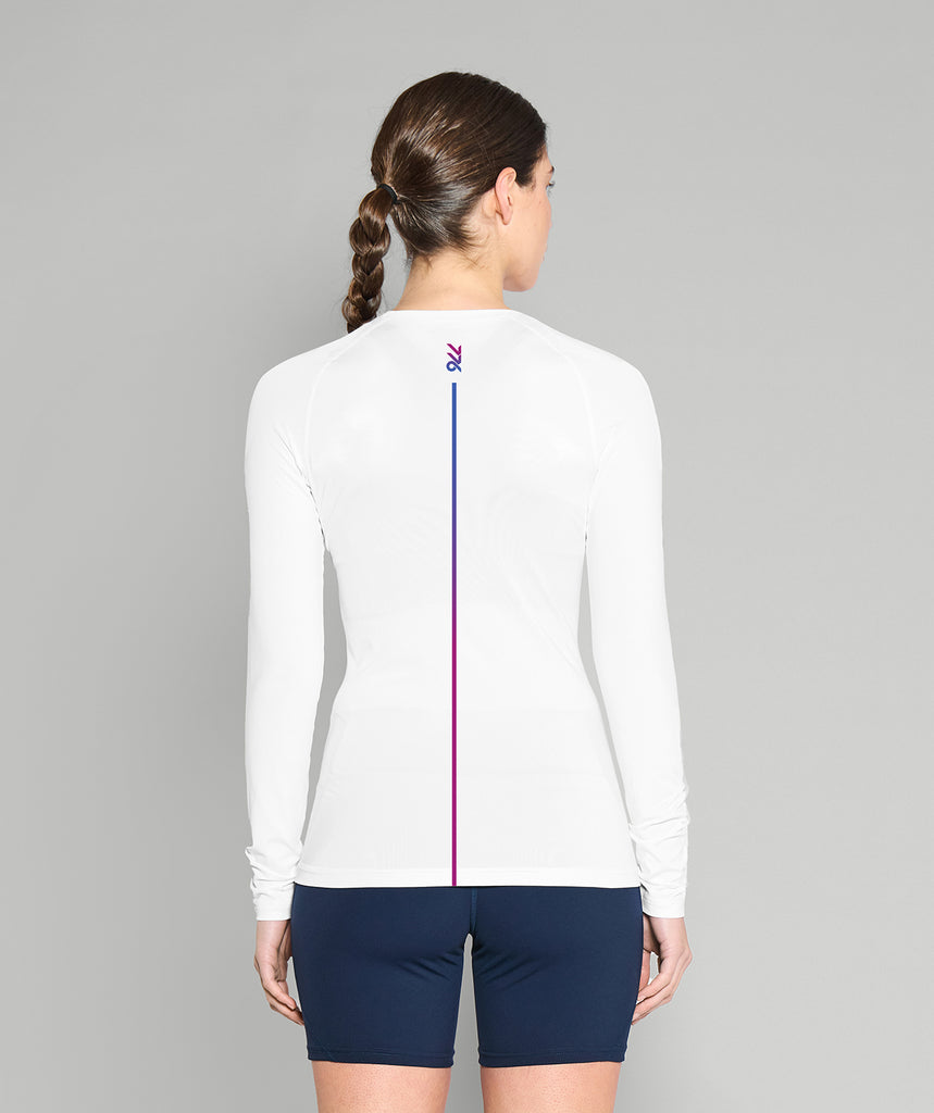 Women's Base Layer LS - White/Aurora Blue