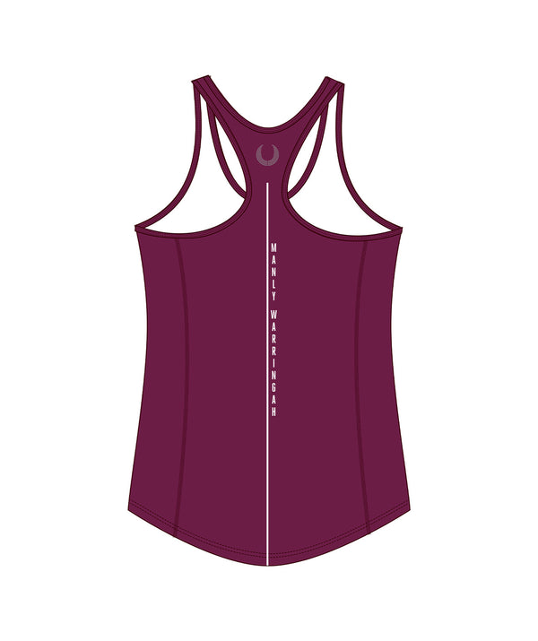 Women's Manly Warringah Kayak Club Performance Tank - Maroon