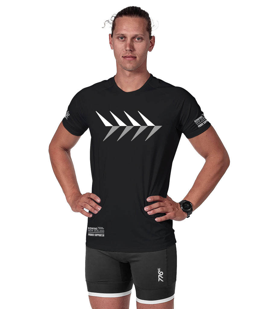 Men's Rowing NZ Supporter Performance T-Shirt - Black