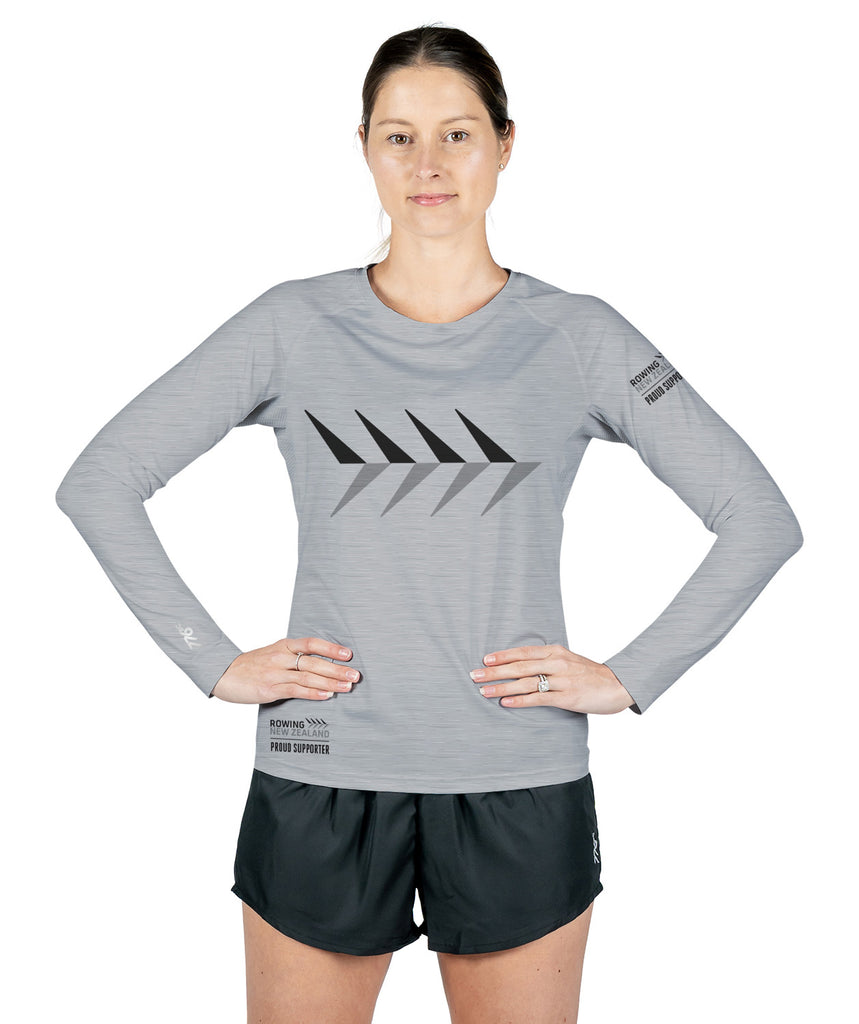 Women's Rowing NZ Supporter Active LS T-Shirts - Grey