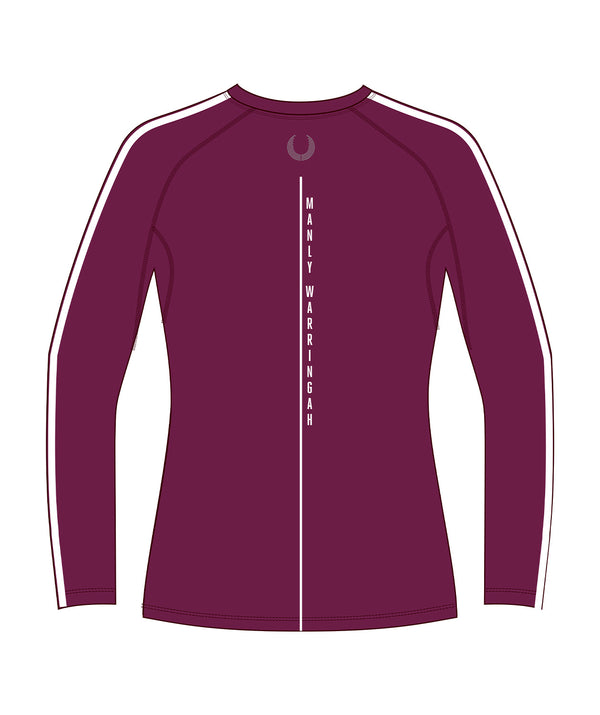 Women's Manly Warringah Kayak Club Base Layer LS - Maroon