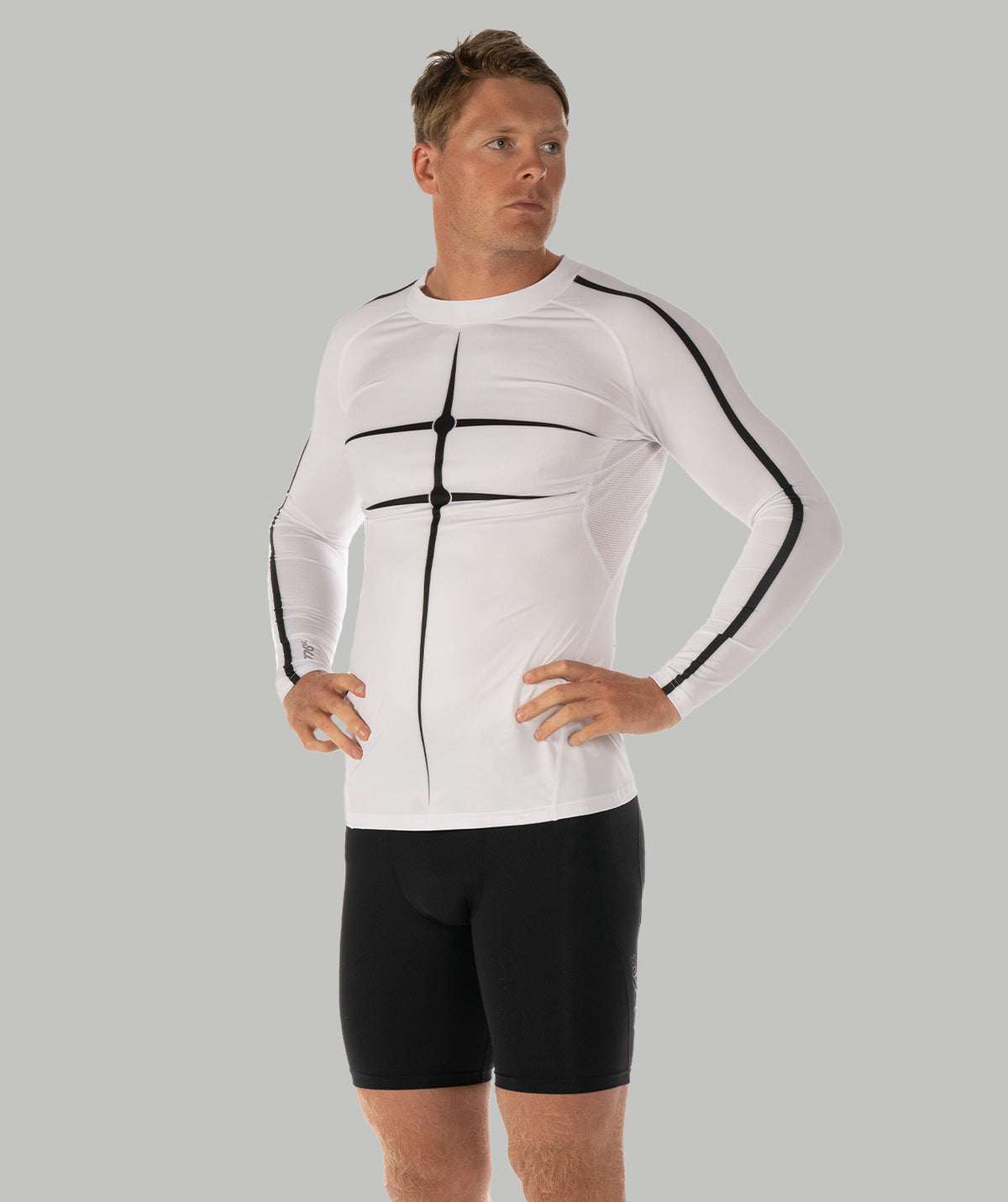 Men's Motion Pro LS Base Layer - White/Black
