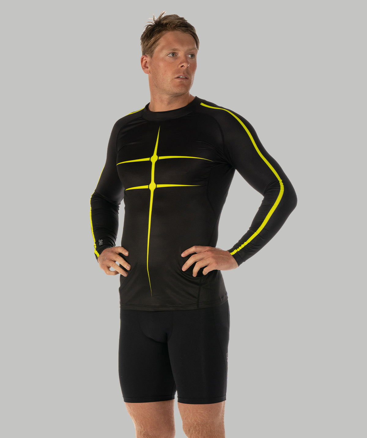 Men's Motion Pro LS Base Layer - Black/Neon Yellow
