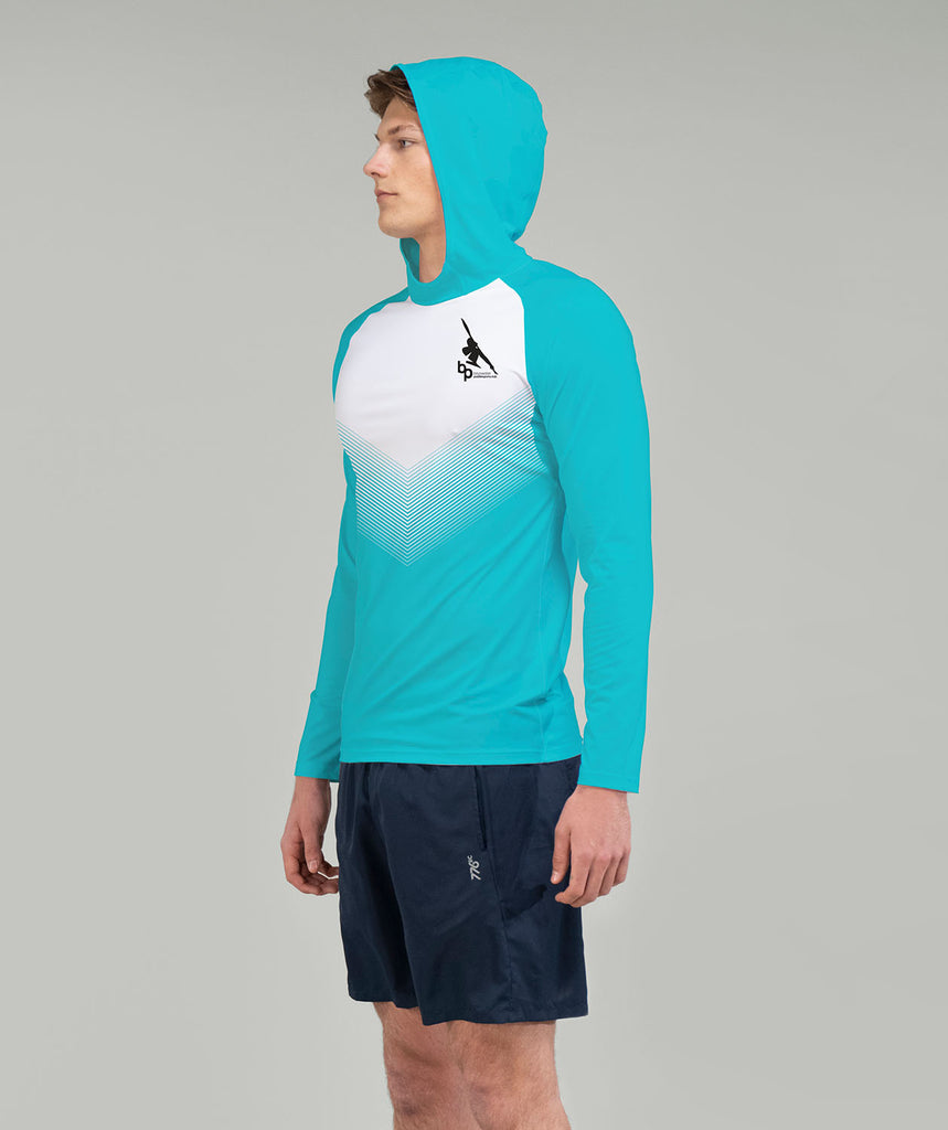 Men's Bayswater Paddlesports Club Sun Hoodie LS - White/Aqua