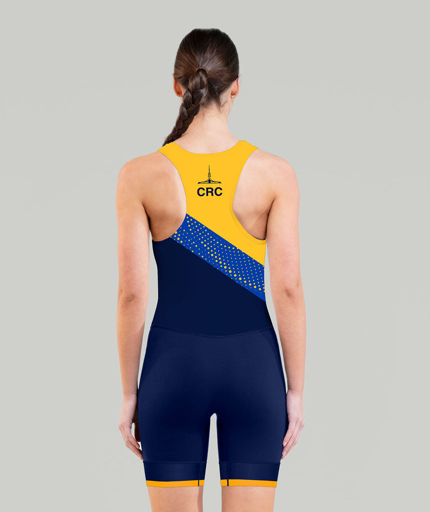 Women's Canberra Rowing Club Streamline Unisuit Leg Band - Navy/Blue/Yellow