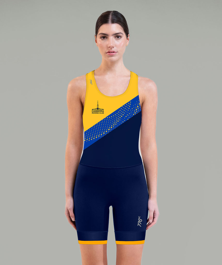 Women's Canberra Rowing Club Streamline Unisuit Leg Band - Navy/Blue/Yellow