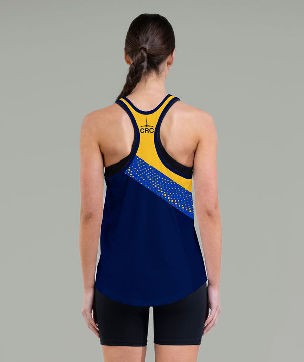 Women's Canberra Rowing Club Masters Performance Tank - Navy/Blue/Yellow