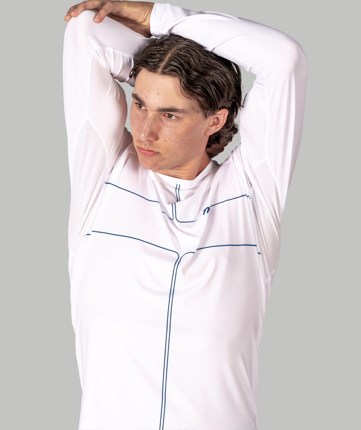 Men's Motion LS Training Base Layer - White/Navy