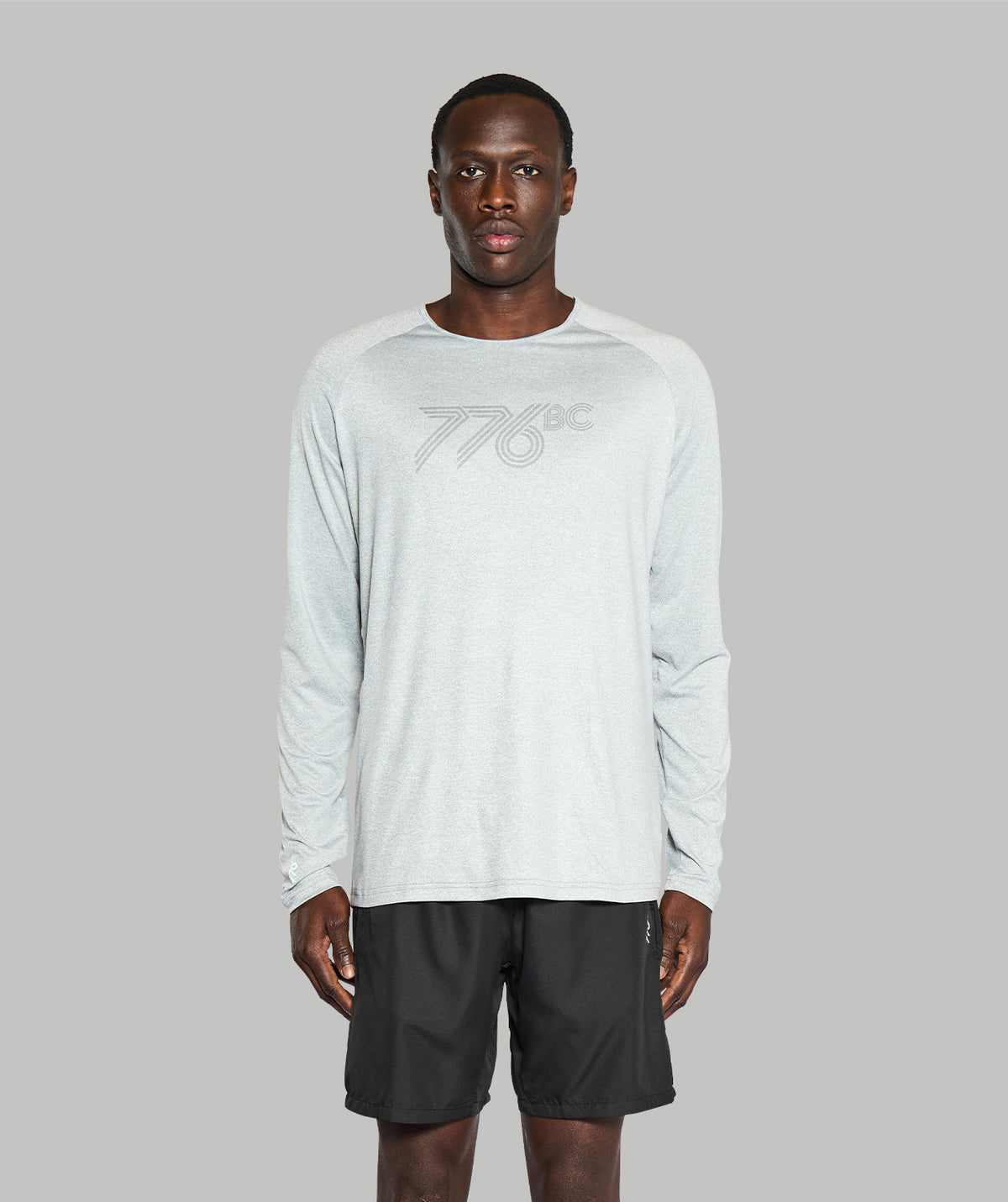 Men's Wreath Active LS T-Shirt - Grey Logo