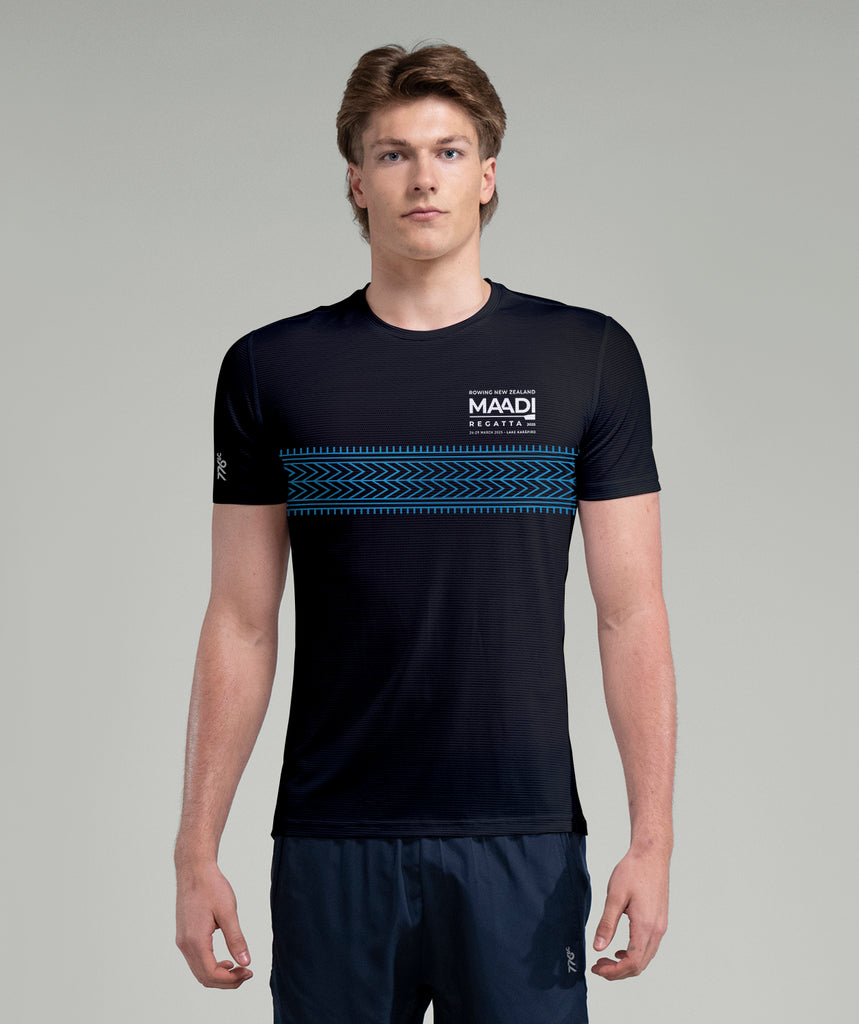 Unisex Rowing New Zealand Maadi 2025 Performance T-Shirt SS - Black/Blue