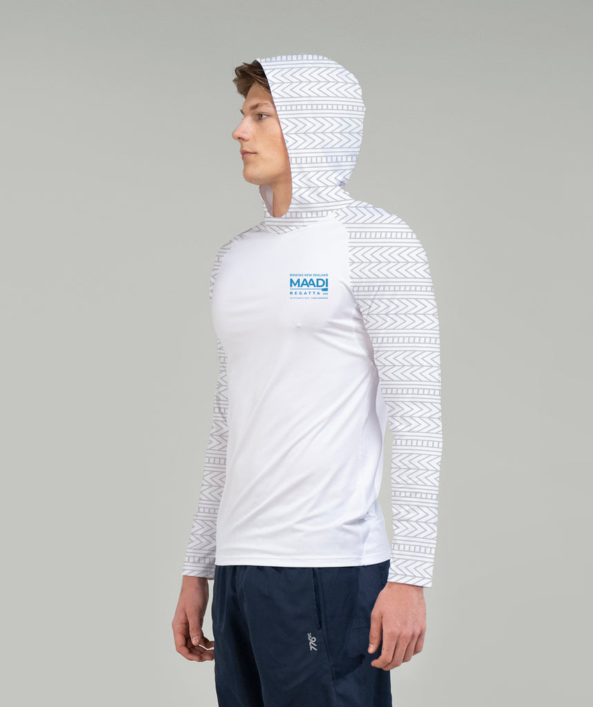 Men's Rowing New Zealand Maadi 2025 Summer Hoodie LS - White/Blue