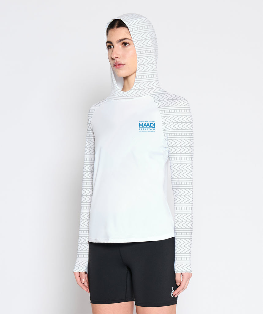 Women's Rowing New Zealand Maadi 2025 Summer Hoodie LS - White/Blue