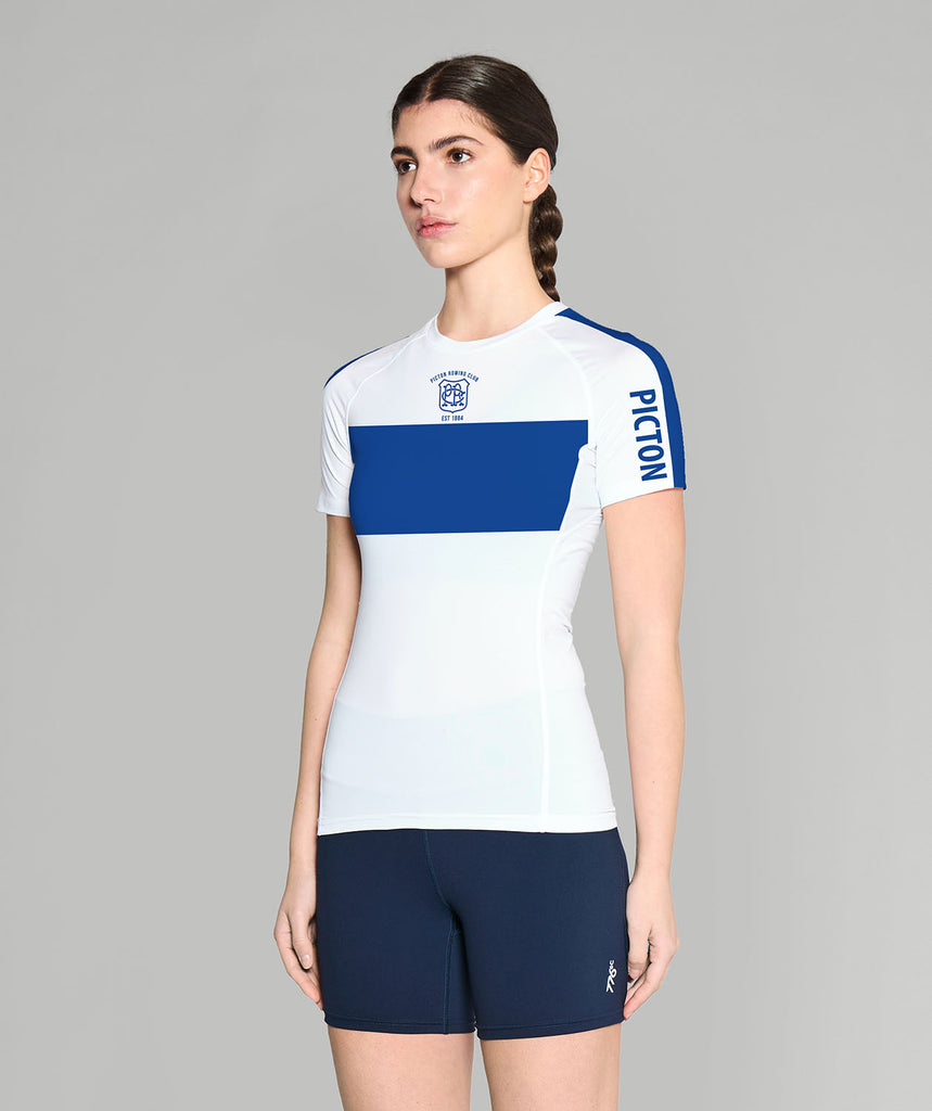 Women's Picton Rowing Club Base Layer SS - White/Blue
