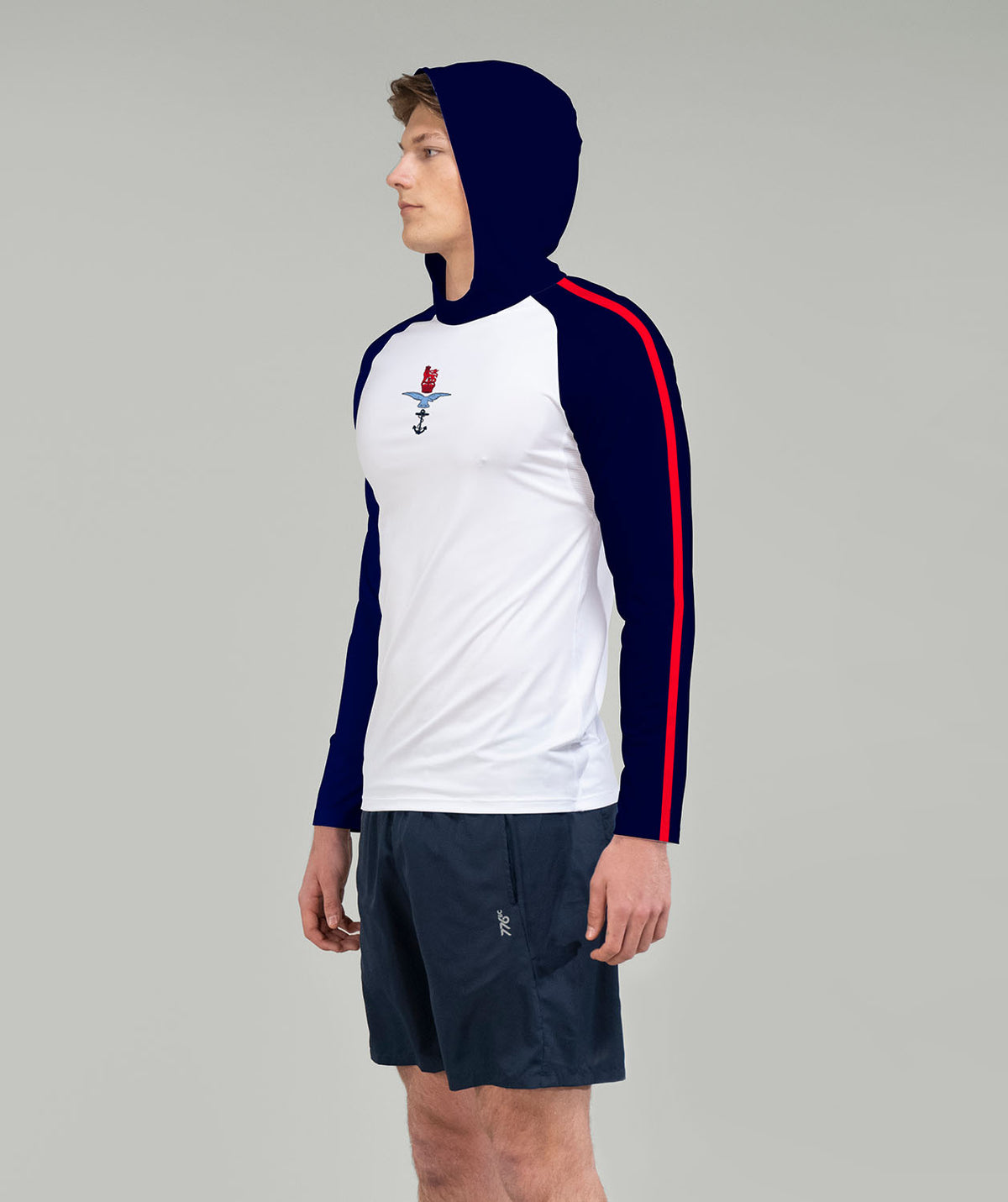 Men's UK Armed Forces Sun Hoodie LS - White/Navy/Red