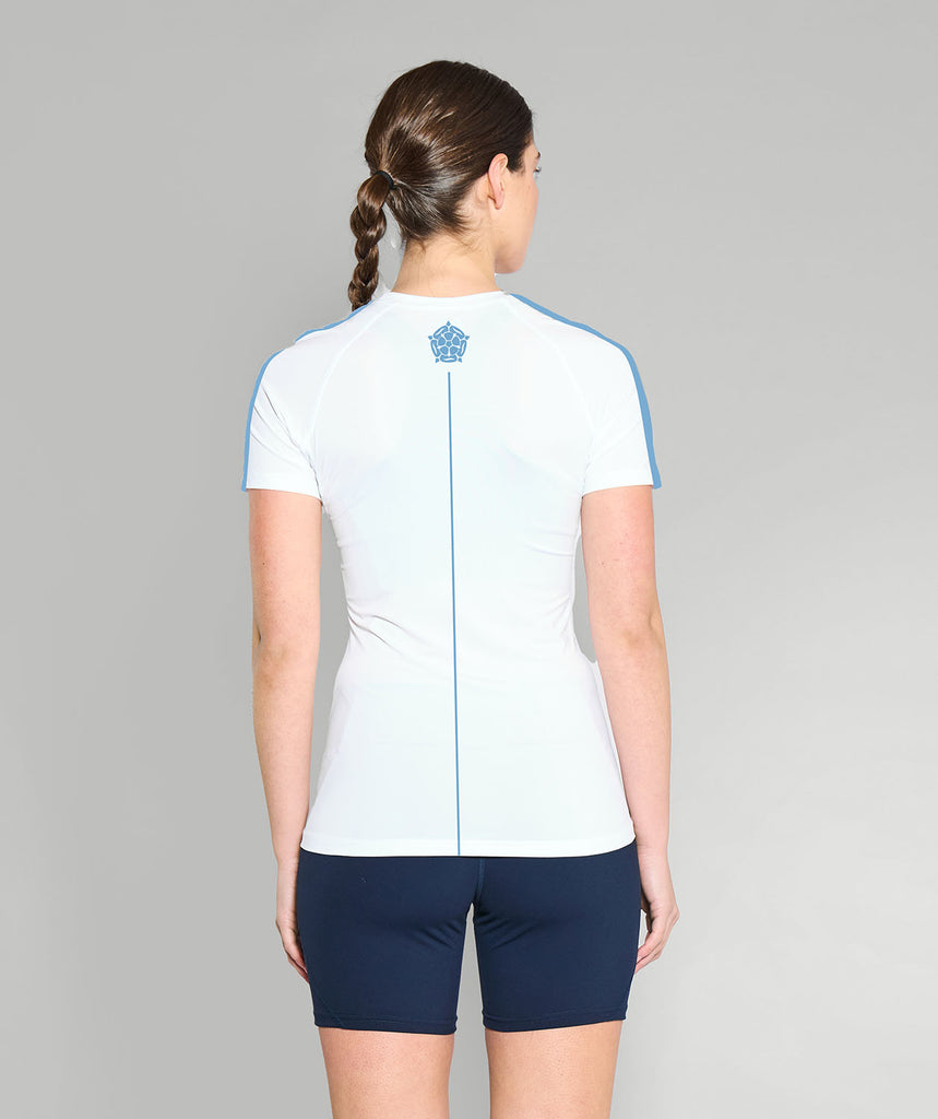 Women's University of York BC Base Layer SS - White/Baby Blue