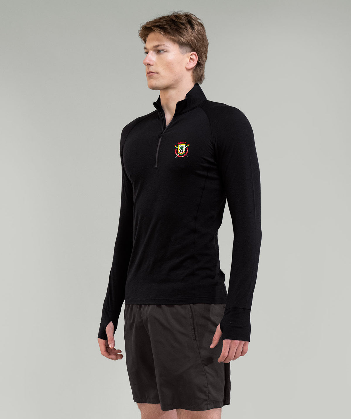 Men's Waikato Rowing Pro-Merino 1/4 Zip LS - Black