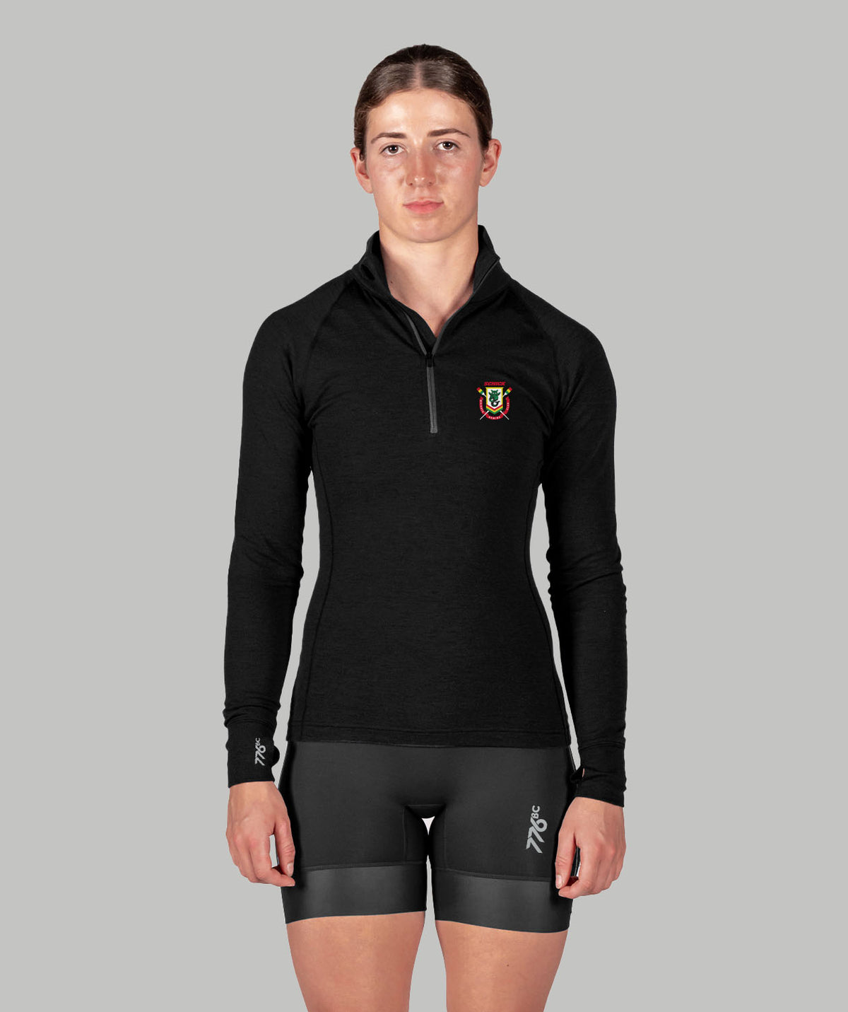 Women's Waikato Rowing Pro-Merino 1/4 Zip LS - Black