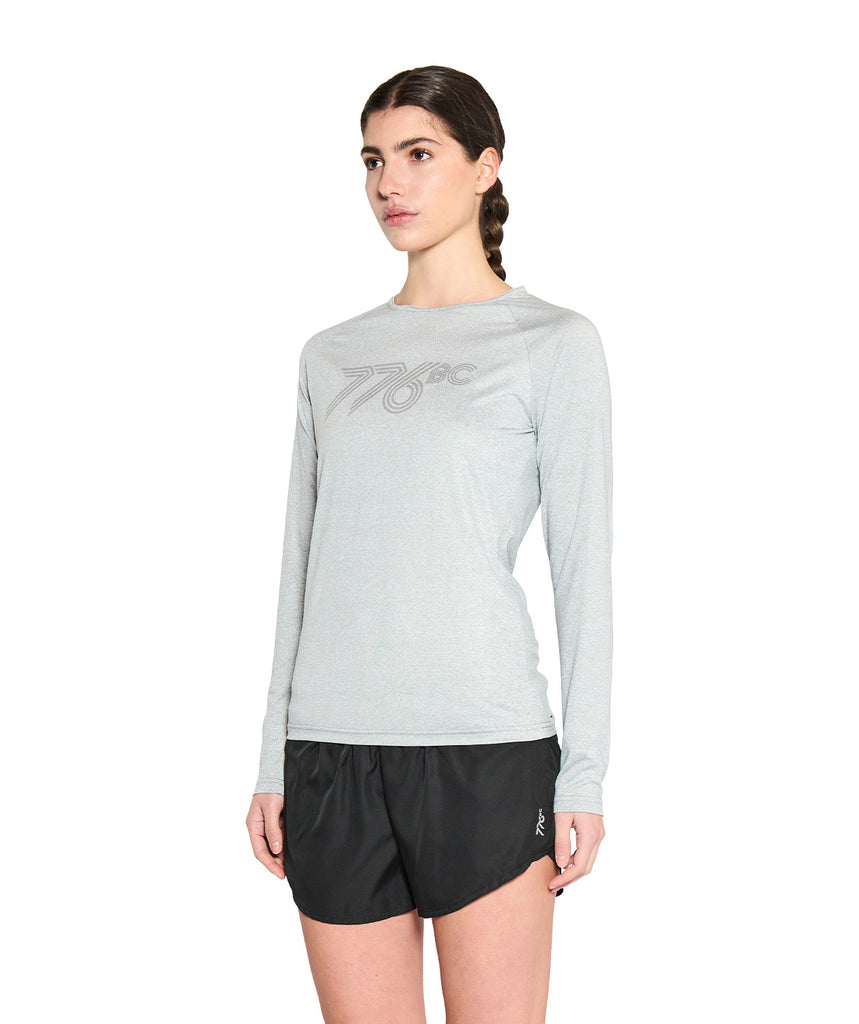 Women's Wreath Active LS T-Shirt - Grey Logo