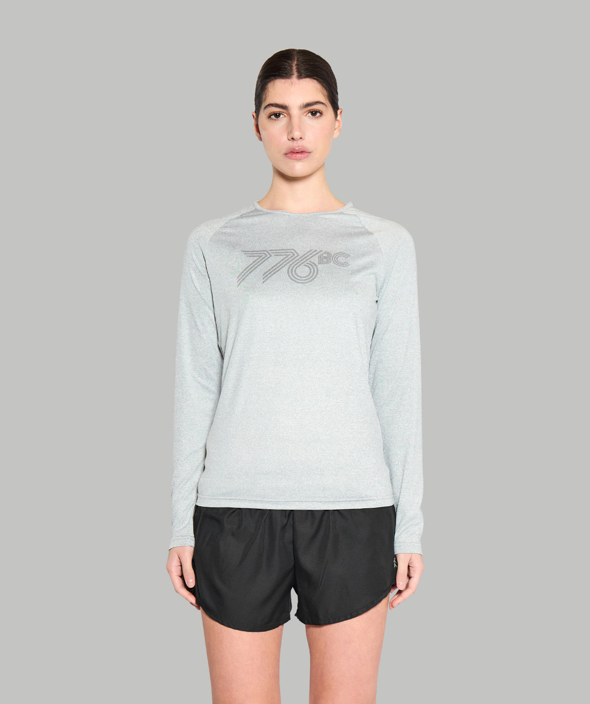 Women's Wreath Active LS T-Shirt - Grey Logo