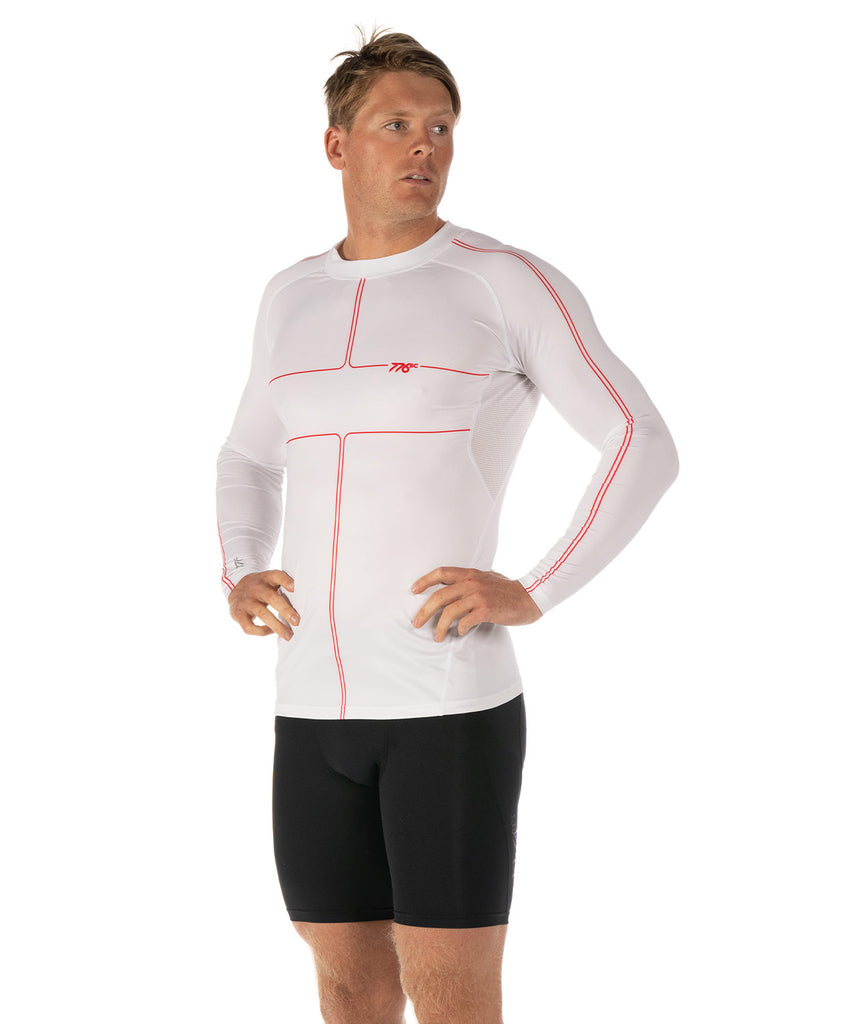 Men's Motion LS Base Layer - White/Red