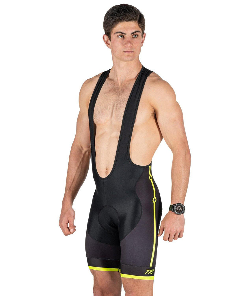 Men's Power Cycle Bib Short - 776BC  - Black, Cycle Bib Short, RETAIL, Yellow