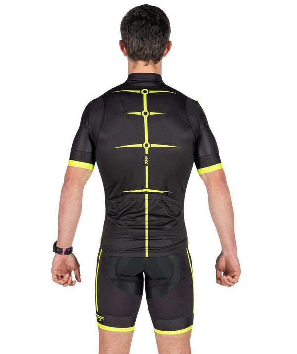 Men's Power Cycle Jersey - 776BC  - Black, Cycle Jersey, RETAIL, Yellow