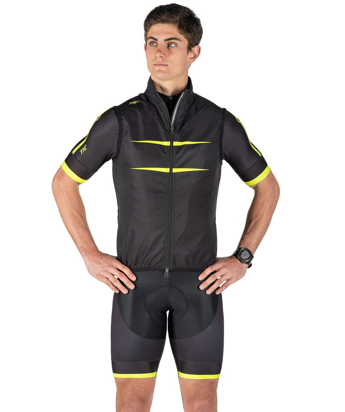 Men's Power Cycle Vest - 776BC  - Black, Cycle Vest, RETAIL, Yellow