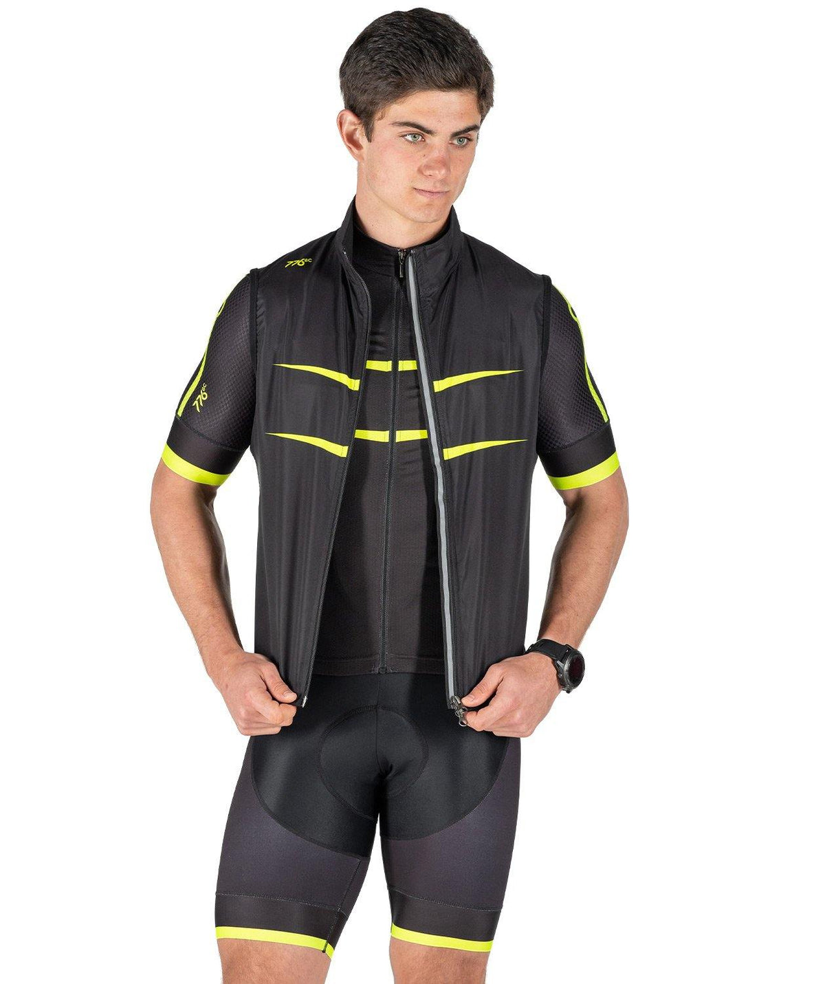 Men's Power Cycle Vest - 776BC  - Black, Cycle Vest, RETAIL, Yellow